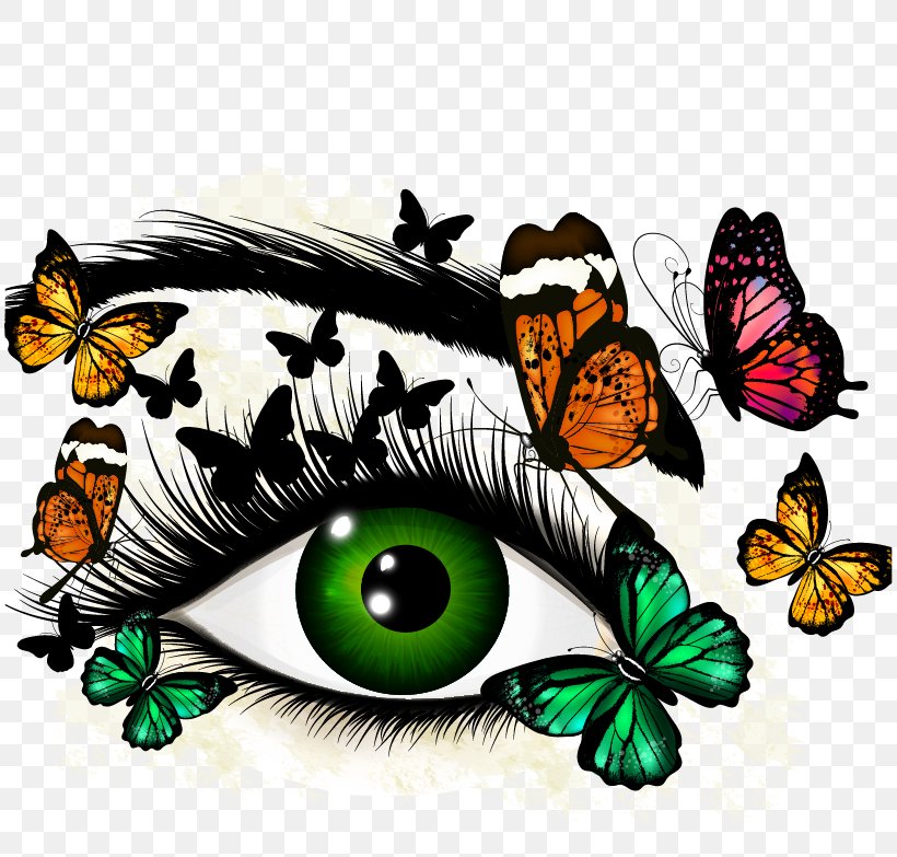 Eye Euclidean Vector Butterflies And Moths Green Illustration, PNG, 812x783px, Eye, Art, Brush Footed Butterfly, Butterflies And Moths, Butterfly Download Free
