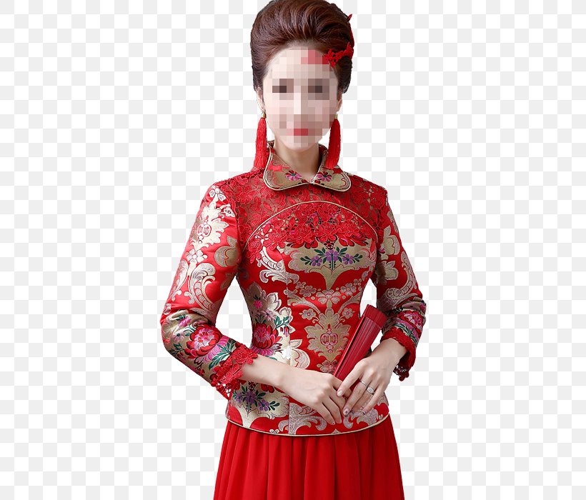 Chinoiserie Bride Pattern, PNG, 454x700px, Chinoiserie, Blouse, Bride, Outerwear, Red Download Free