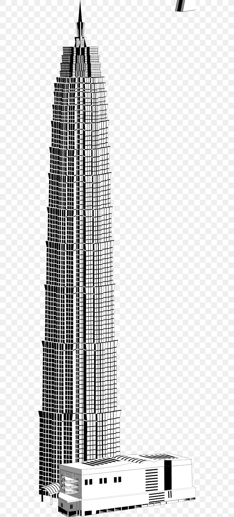 Jin Mao Tower Shanghai World Financial Center HSBC Building, The Bund U4e2du56fdu7b2cu4e00u9ad8u697c Architecture, PNG, 553x1812px, Jin Mao Tower, Apartment, Architectural Photography, Architecture, Black And White Download Free