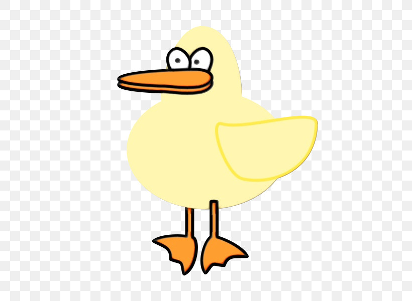 Bird Cartoon Beak Duck Yellow, PNG, 600x600px, Watercolor, Beak, Bird, Cartoon, Duck Download Free