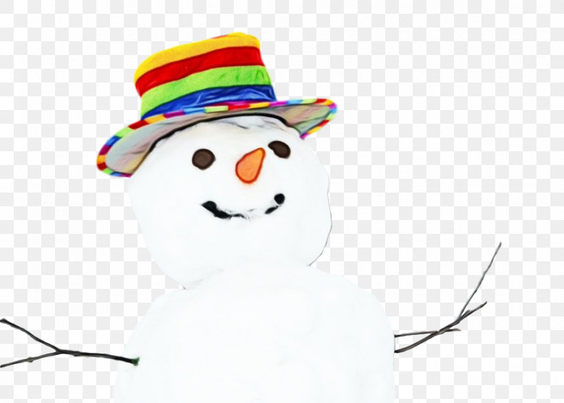 Snowman, PNG, 876x627px, Watercolor, Costume Hat, Hat, Headgear, Paint Download Free