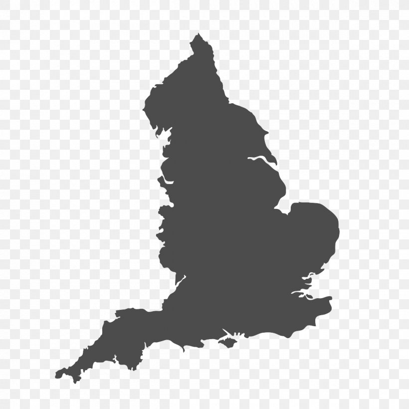 England Vector Graphics Vector Map Royalty-free, PNG, 1200x1200px, England, Black, Black And White, Blank Map, Map Download Free