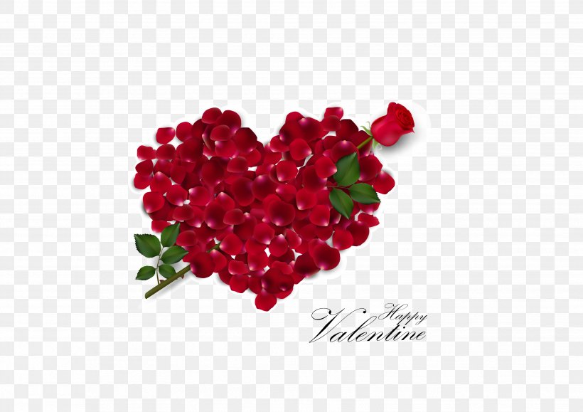 Valentines Day Heart Rose Illustration, PNG, 3508x2480px, Valentines Day, Berry, Flower, Fruit, Frutti Di Bosco Download Free