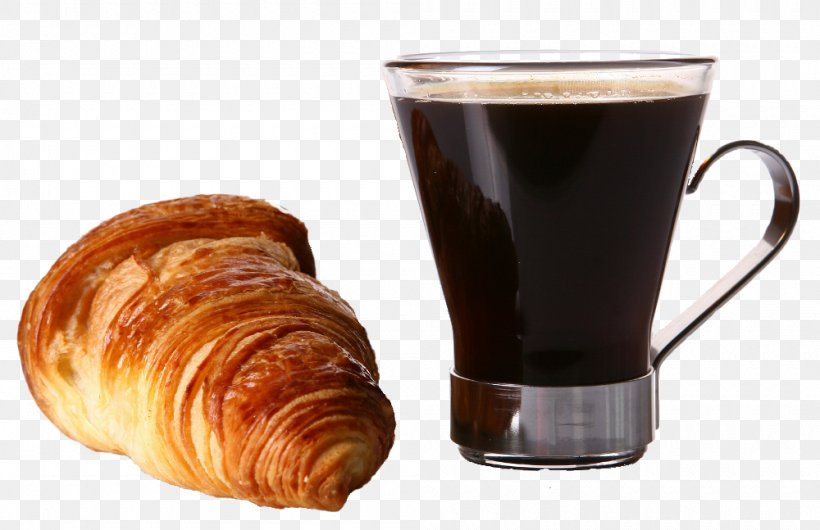 Coffee Espresso Latte Croissant Cafe, PNG, 1000x647px, Coffee, Bread, Breakfast, Brewed Coffee, Cafe Download Free