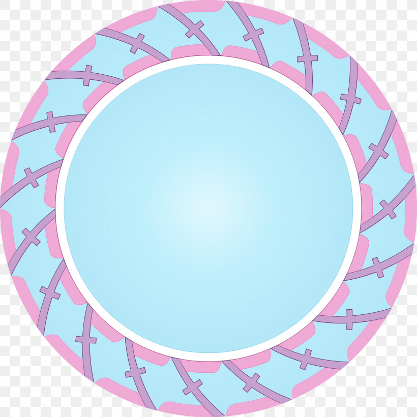 Dishware Plate Pink Aqua Turquoise, PNG, 3000x3000px, Circle Frame, Aqua, Circle, Dishware, Oval Download Free