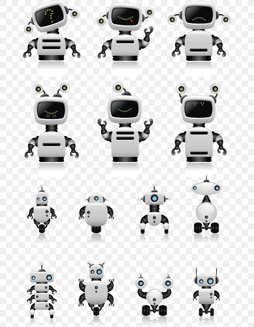 Robot Euclidean Vector Royalty-free Artificial Intelligence, PNG, 671x1054px, Robot, Artificial Intelligence, Black And White, Cartoon, Industrial Robot Download Free