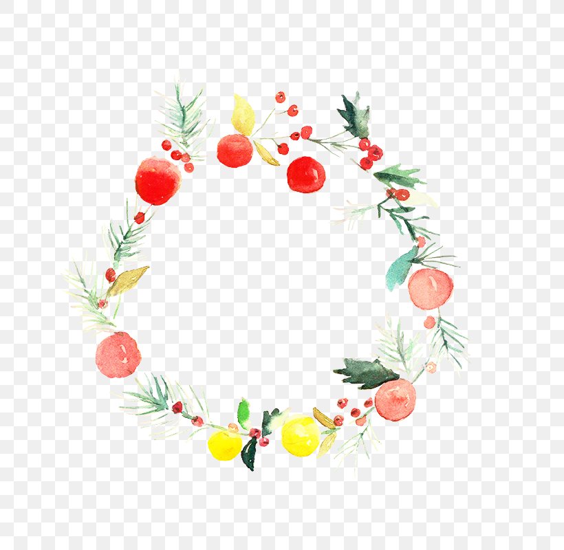 Santa Claus Christmas Day Watercolor Painting Wreath, PNG, 800x800px, Santa Claus, Branch, Christmas Day, Christmas Decoration, Flower Download Free