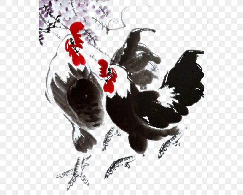 Chicken Rooster Ink Wash Painting Chinese Painting Gongbi, PNG, 558x658px, Chicken, Beak, Bird, Chinese Calligraphy, Chinese Painting Download Free