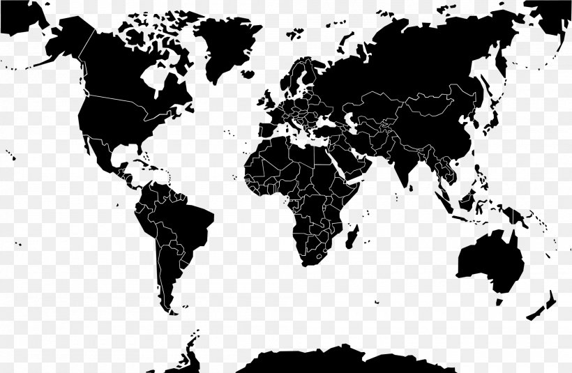 World Map Extensible Application Markup Language, PNG, 2000x1305px, World, Art, Black, Black And White, Equirectangular Projection Download Free