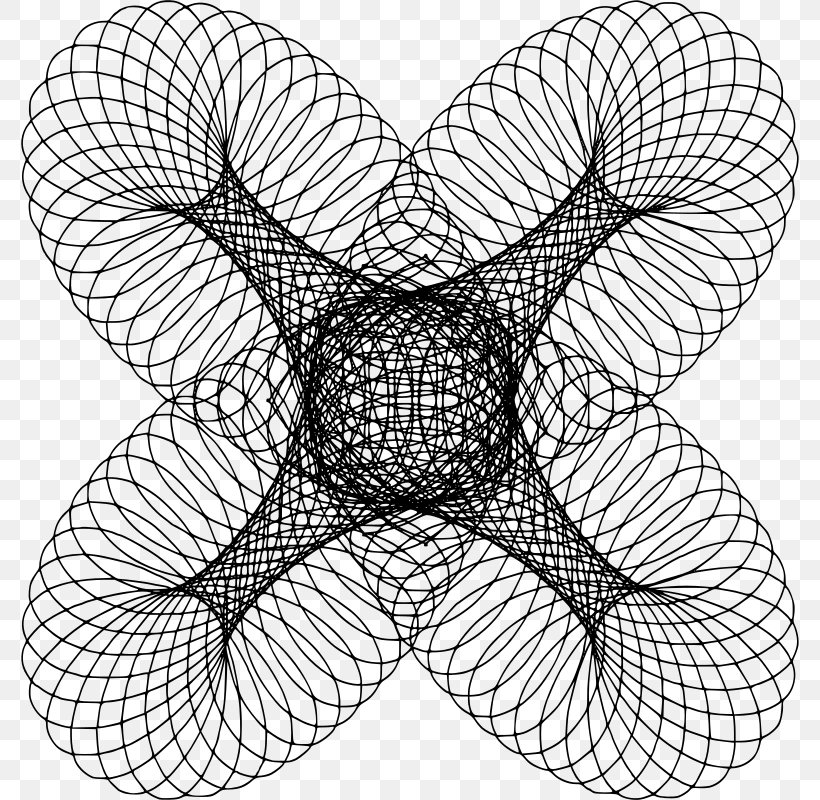 Hypotrochoid Roulette Line Spirograph Point, PNG, 778x800px, Hypotrochoid, Area, Art, Black And White, Curve Download Free