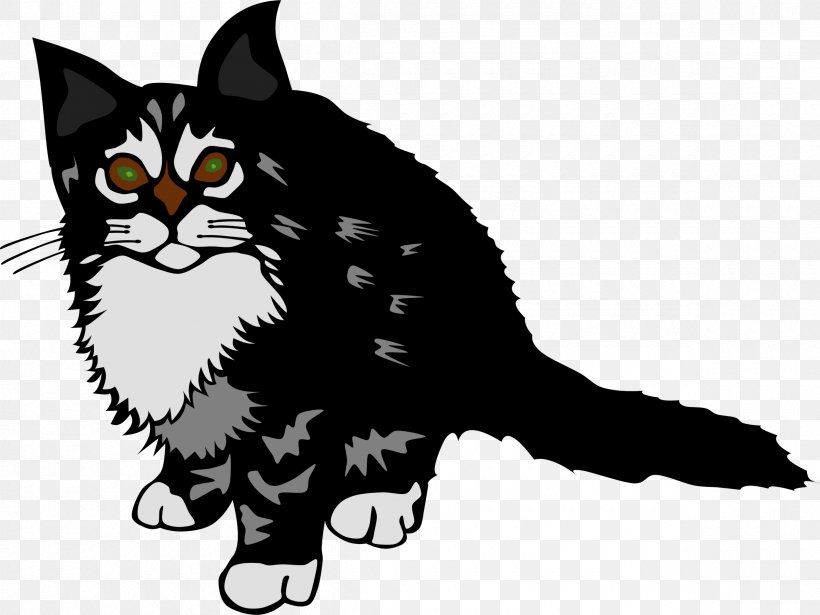 Kitten Cat Clip Art, PNG, 2400x1800px, Kitten, American Wirehair, Black, Black And White, Black Cat Download Free