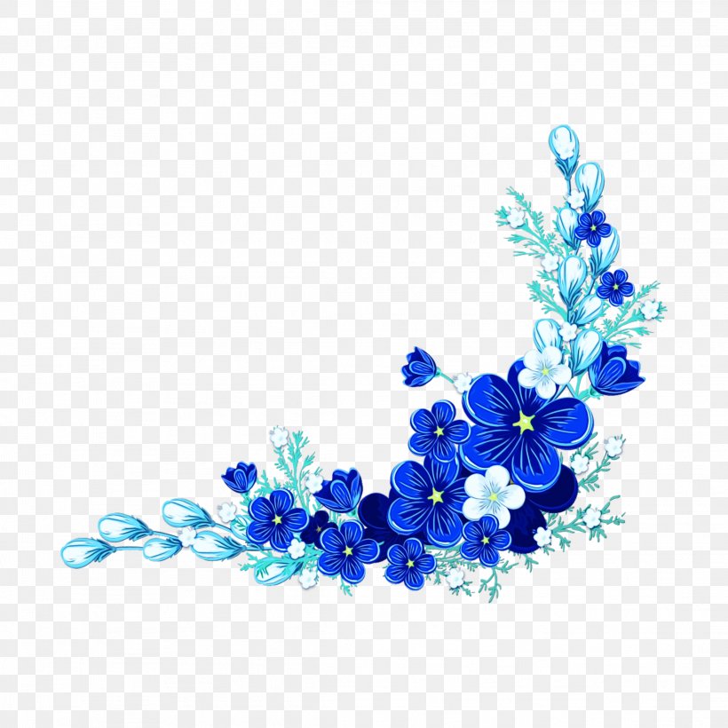 Blue Flower Cobalt Blue Plant Delphinium, PNG, 2289x2289px, Watercolor, Blue, Borage Family, Branch, Cobalt Blue Download Free
