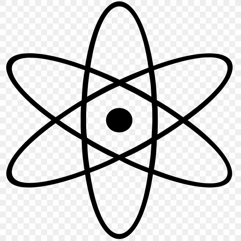 Atom Symbol Science Clip Art, PNG, 3000x3000px, Atom, Atomic Theory, Black, Black And White, Decal Download Free