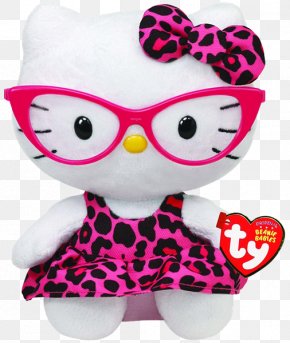 TY Beanie Baby 6" HELLO KITTY PURPLE GLASSES Plush Stuffed Animal Toy Heart Tags 
