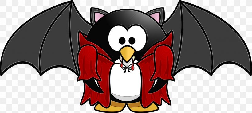 Penguin, PNG, 2400x1079px, Watercolor, Bat, Cartoon, Fictional Character, Flightless Bird Download Free