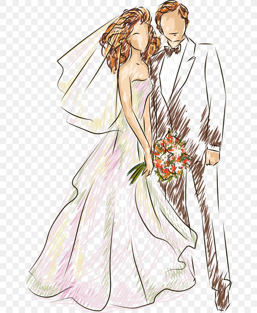 Wedding Illustration, PNG, 663x1000px, Watercolor, Cartoon, Flower, Frame, Heart Download Free