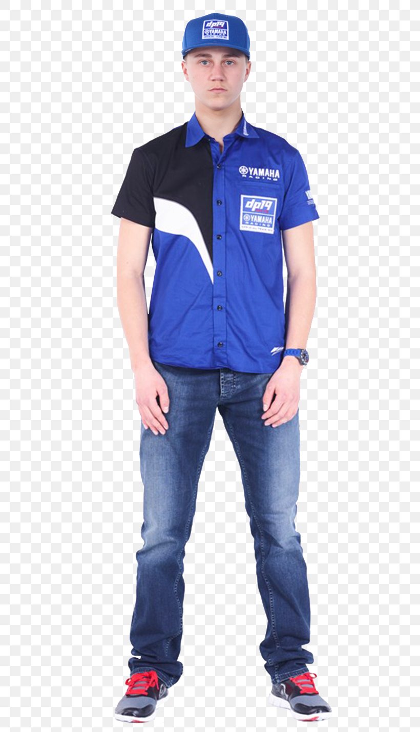 T-shirt Polo Shirt Denim Jeans Sleeve, PNG, 635x1429px, Tshirt, Blue, Denim, Electric Blue, Headgear Download Free