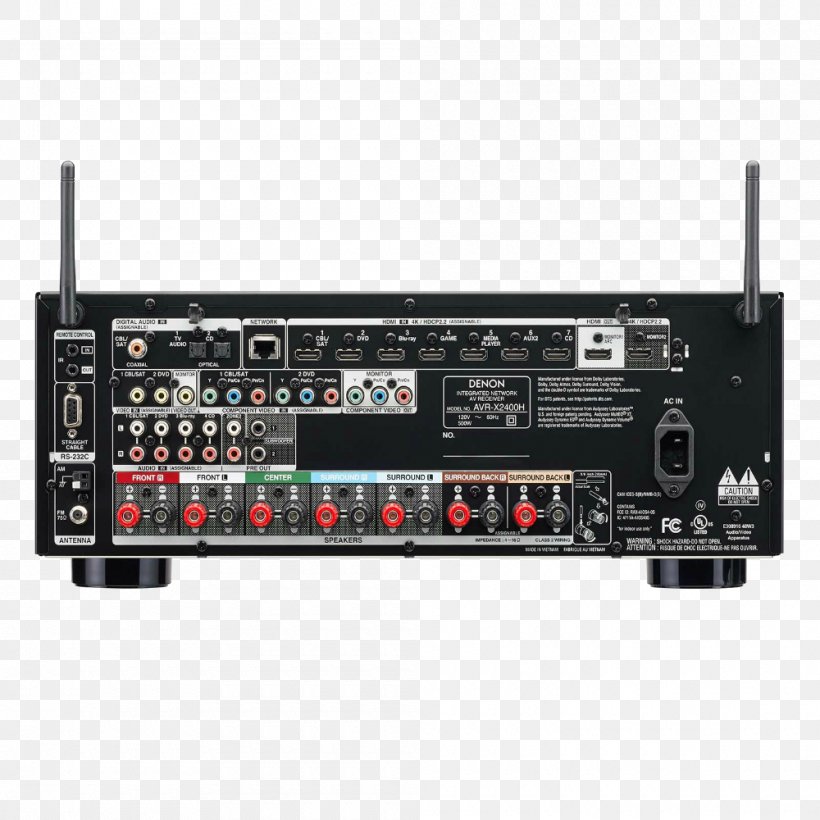 Denon AVR-X2400H AV Receiver Denon AVR-X1400H Surround Sound, PNG, 1000x1000px, Denon Avrx2400h, Amplifier, Audio, Audio Crossover, Audio Equipment Download Free