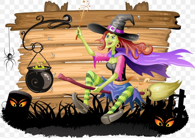 Halloween Witch Jack-o'-lantern Clip Art, PNG, 936x666px, Halloween, Art, Cartoon, Drawing, Illustration Download Free