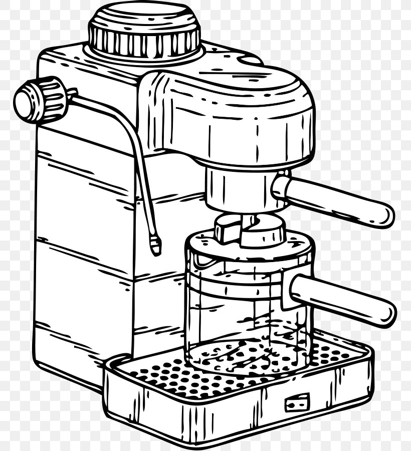 Coffeemaker Espresso Cafe Clip Art, PNG, 767x900px, Coffee, Artwork, Black And White, Brewed Coffee, Cafe Download Free