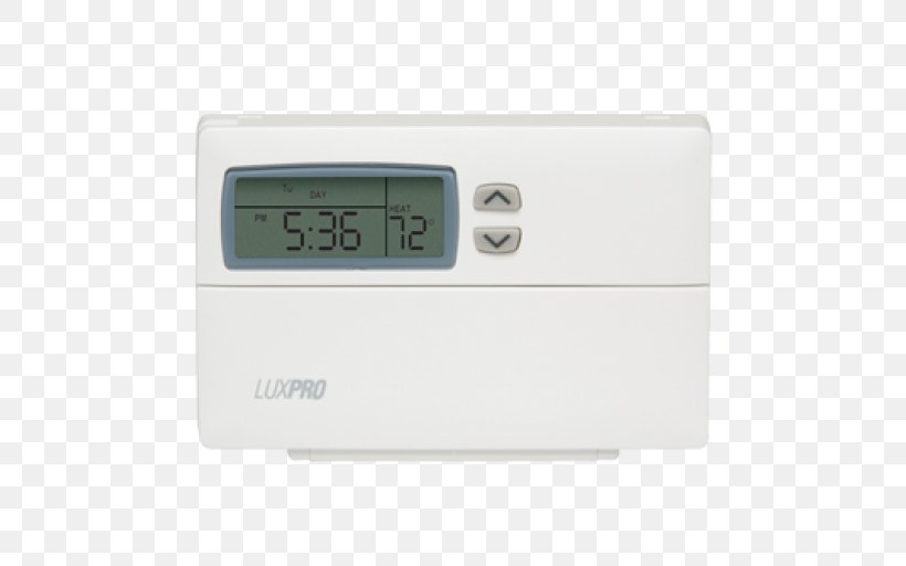 Programmable Thermostat Lux Products Air Conditioning HVAC, PNG, 512x512px, Programmable Thermostat, Air Conditioning, Dehumidifier, Electronics, Hardware Download Free