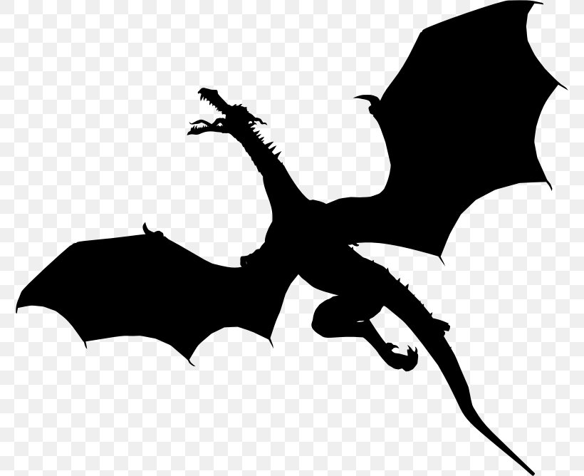 Silhouette Dragon Clip Art, PNG, 776x668px, Silhouette, Autocad Dxf, Bat, Black And White, Branch Download Free
