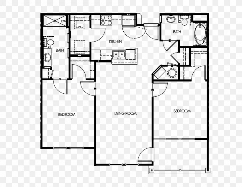Floor Plan Muncie Housing Authority Apartment, PNG, 1000x773px, Floor Plan, Air Conditioning, Apartment, Area, Black And White Download Free