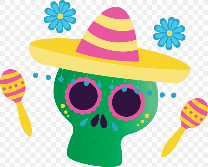 Day Of The Dead Día De Muertos Mexico, PNG, 3000x2405px, Day Of The Dead, Balloon, Birthday, Carnival, Clothing Download Free