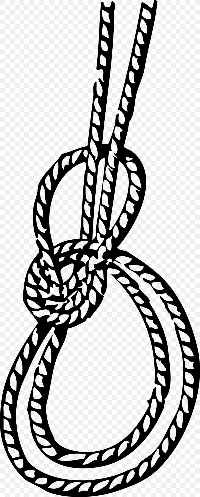 Bowline On A Bight Knot Running Bowline, PNG, 966x2400px, Bowline, Bight, Black And White, Bowline On A Bight, Knot Download Free