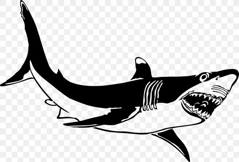Great White Shark Clip Art, PNG, 1280x867px, Great White Shark, Automotive Design, Black, Black And White, Cartilaginous Fish Download Free
