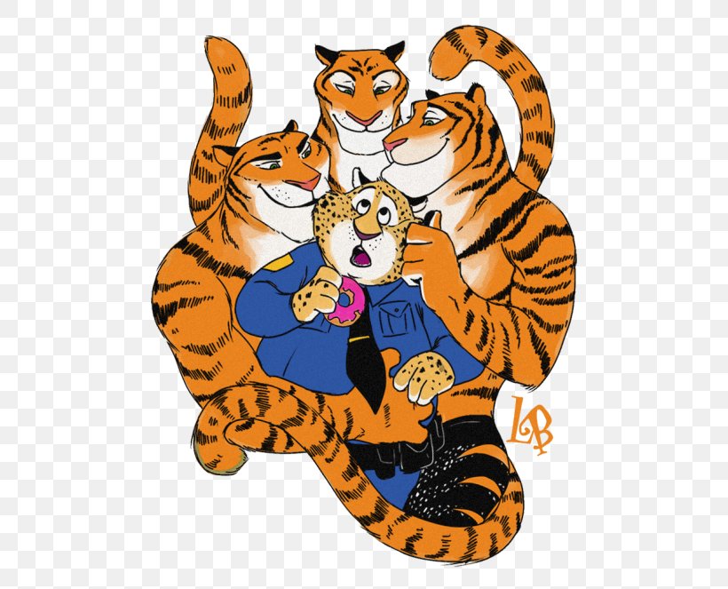 Cat Officer Clawhauser Tiger Lt. Judy Hopps Clip Art, PNG, 500x663px, 2016, Cat, Art, Bengal Tiger, Big Cat Download Free