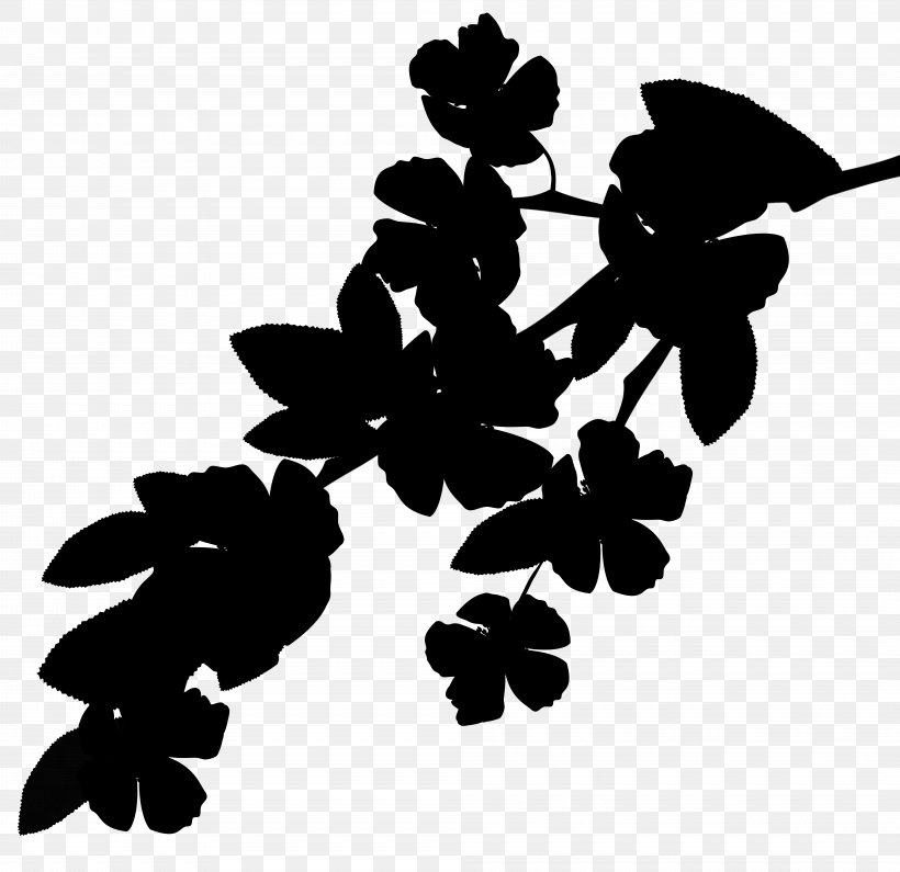 Pattern Silhouette Font Leaf Flowering Plant, PNG, 8000x7761px, Silhouette, Blackandwhite, Botany, Branch, Flower Download Free