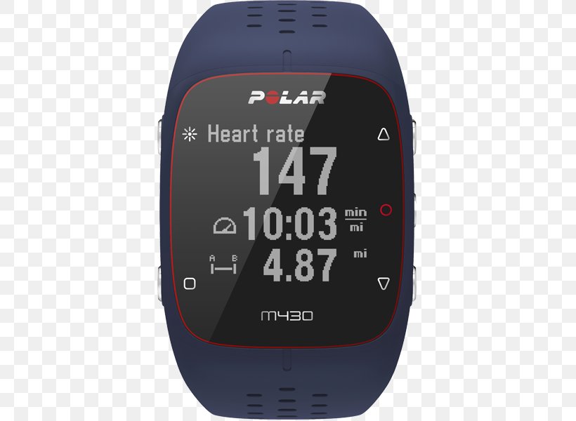 Polar M430 Watch Heart Rate Monitor Polar Electro Bicycle Computers, PNG, 600x600px, Polar M430, Bicycle Computers, Blue, Brand, Cyclocomputer Download Free
