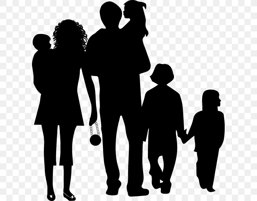 Family Silhouette Clip Art, PNG, 615x640px, Family, Black And White, Child, Communication, Conversation Download Free