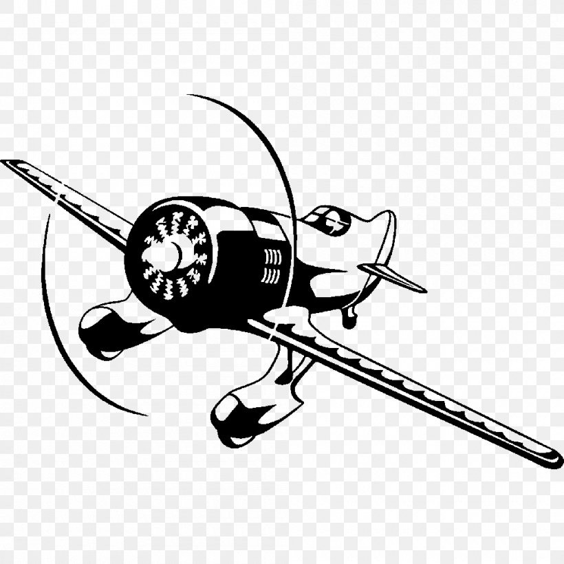 Airplane Royalty-free Clip Art, PNG, 1000x1000px, Airplane, Aircraft, Artwork, Black And White, Helicopter Rotor Download Free