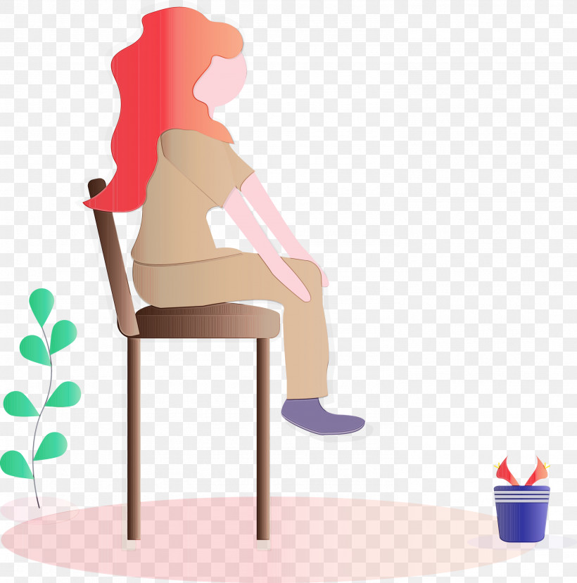 Cartoon Sitting Furniture Table Chair, PNG, 2966x3000px, Modern Girl, Cartoon, Chair, Furniture, Paint Download Free