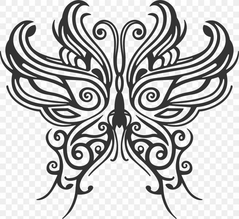 Butterfly Sticker Decoratie, PNG, 1628x1490px, Butterfly, Art, Artwork, Black, Black And White Download Free