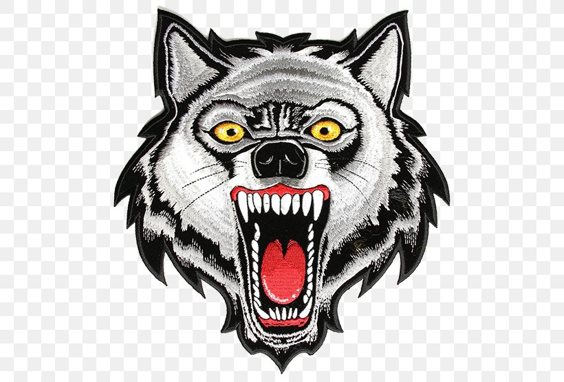 Gray Wolf Embroidered Patch Iron-on Motorcycle Club Embroidery, PNG, 500x556px, Gray Wolf, Association, Biker, Canidae, Carnivoran Download Free