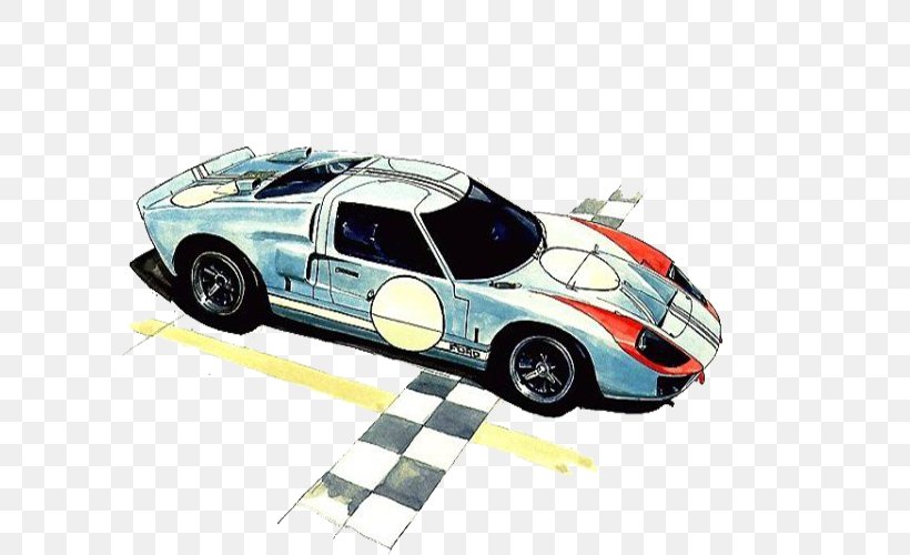 Sports Car Watercolor Painting Illustration, PNG, 600x500px, Car, Automotive Design, Brand, Creative Work, Ford Gt Download Free