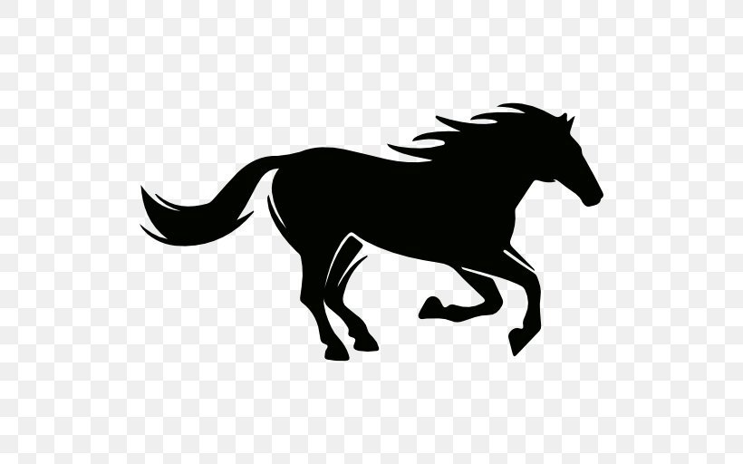 Mustang American Miniature Horse Silhouette Clip Art, PNG, 512x512px, Mustang, American Miniature Horse, Animal Figure, Black And White, Bridle Download Free
