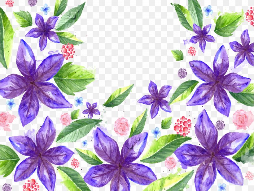 Blue-purple Hand-painted Watercolor Background, PNG, 2129x1606px, Watercolour Flowers, Bellflower Family, Blue, Floral Design, Flower Download Free