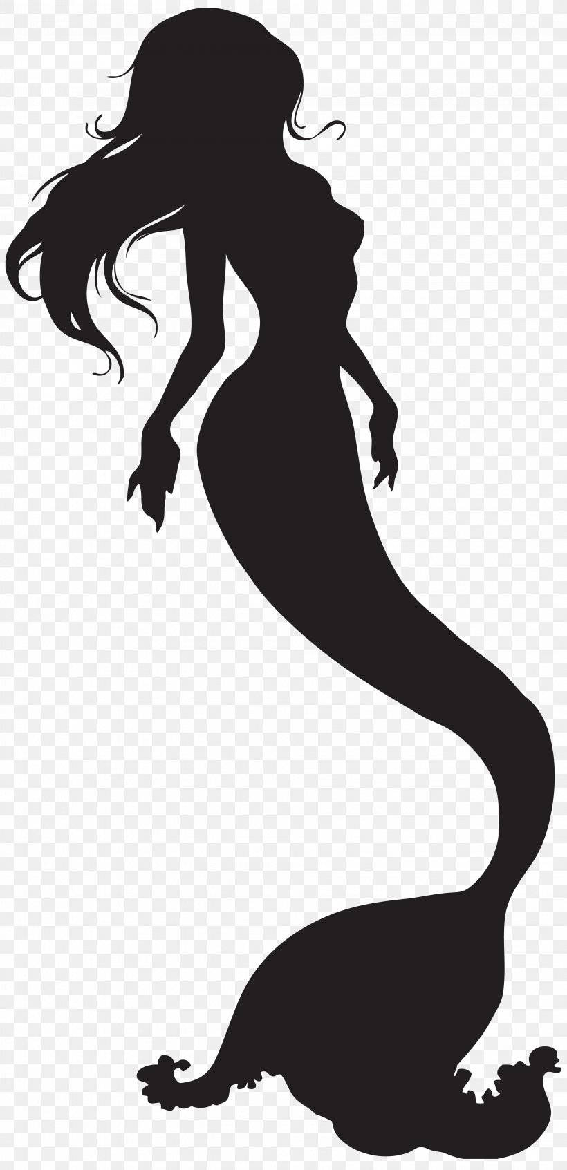 Mermaid Silhouette Clip Art, PNG, 3874x8000px, Mermaid, Art, Art Museum, Black And White, Drawing Download Free
