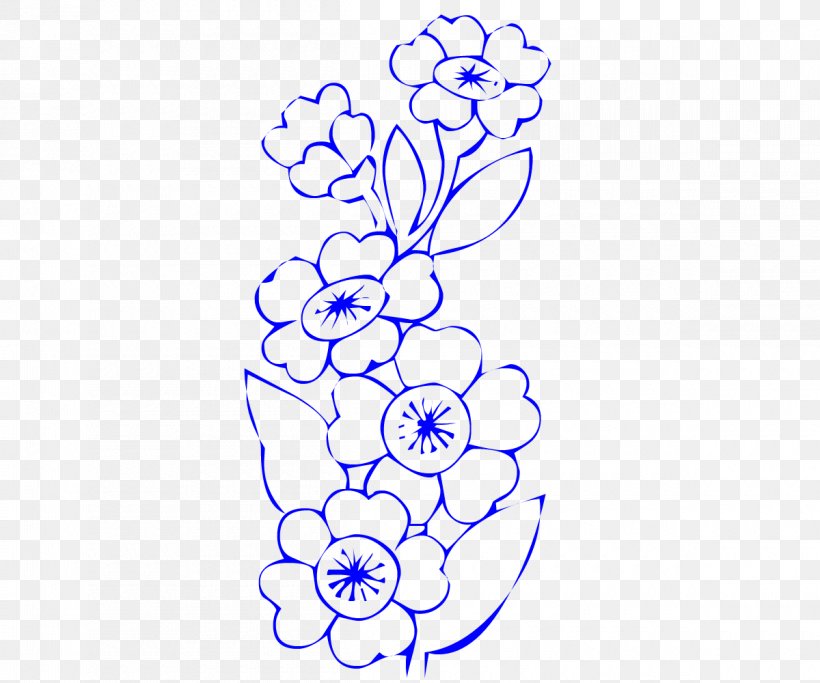 Blue Flower Transparent., PNG, 1200x1000px, Floral Design, Area, Art, Black And White, Drawing Download Free