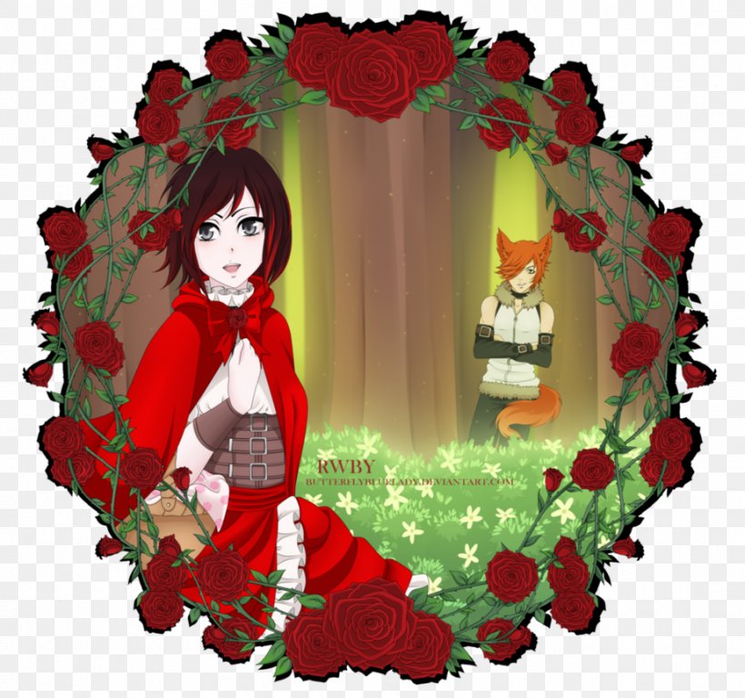 Floral Design Christmas Ornament Fan Art Little Red Riding Hood, PNG, 923x865px, Floral Design, Art, Blue, Character, Christmas Download Free