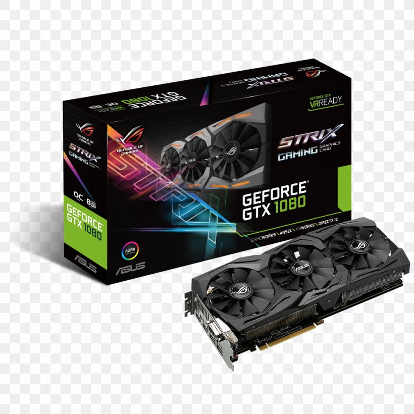 Graphics Cards & Video Adapters NVIDIA GeForce GTX 1070 ASUS GDDR5 SDRAM, PNG, 1000x1000px, Graphics Cards Video Adapters, Asus, Computer, Computer Component, Computer Cooling Download Free