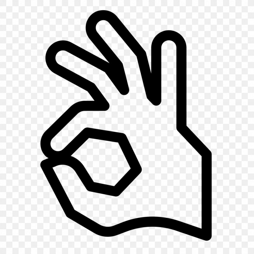 OK Symbol Sign, PNG, 1024x1024px, Symbol, Area, Black, Black And White, Finger Download Free