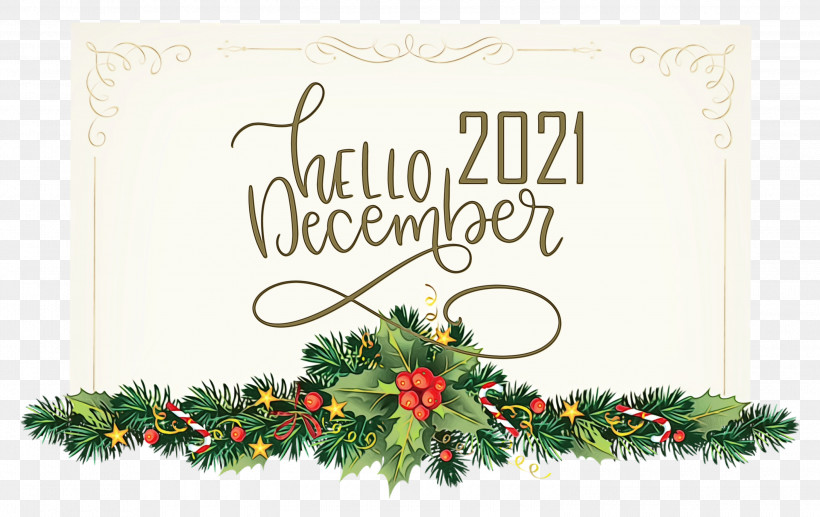 Christmas Day, PNG, 3000x1893px, Hello December, Bauble, Christmas Day, Christmas Decoration, Christmas Tree Download Free
