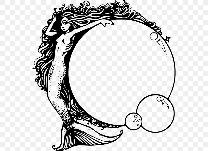 Mermaid Cartoon, PNG, 564x595px, Mermaid, Blackandwhite, Drawing, Line Art Download Free