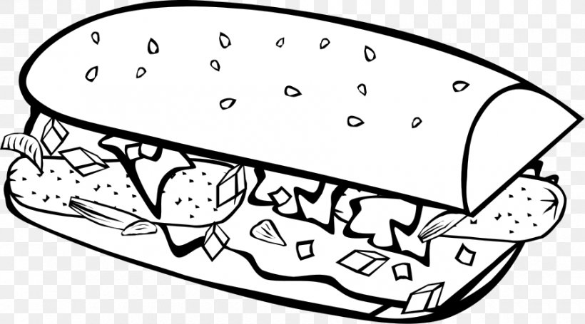 Hamburger Fast Food Soft Drink Clip Art, PNG, 900x500px, Hamburger, Area, Artwork, Black And White, Cheeseburger Download Free