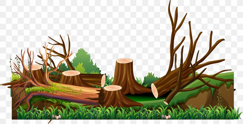 Vector Hand-painted Tree Cutting, PNG, 1919x980px, Tree, Deforestation, Grass, Grass Family, Illustration Download Free